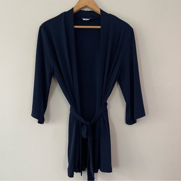 NEW Kim & Co. Navy Blue Belted Cardigan with Sash Size Small (bin 2J/3E) - Picture 2 of 4